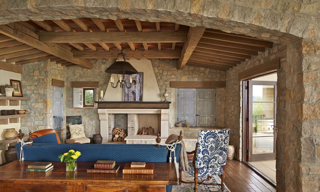 Fireplace design with an Tuscan flare from Seattle architects.