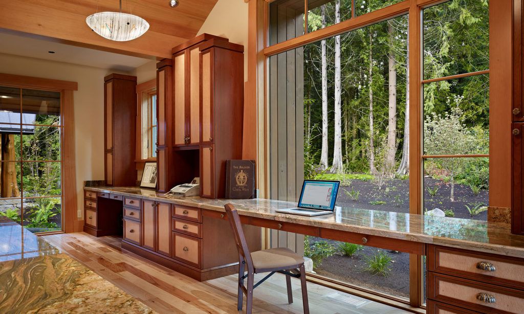 Home office design with a view of nature