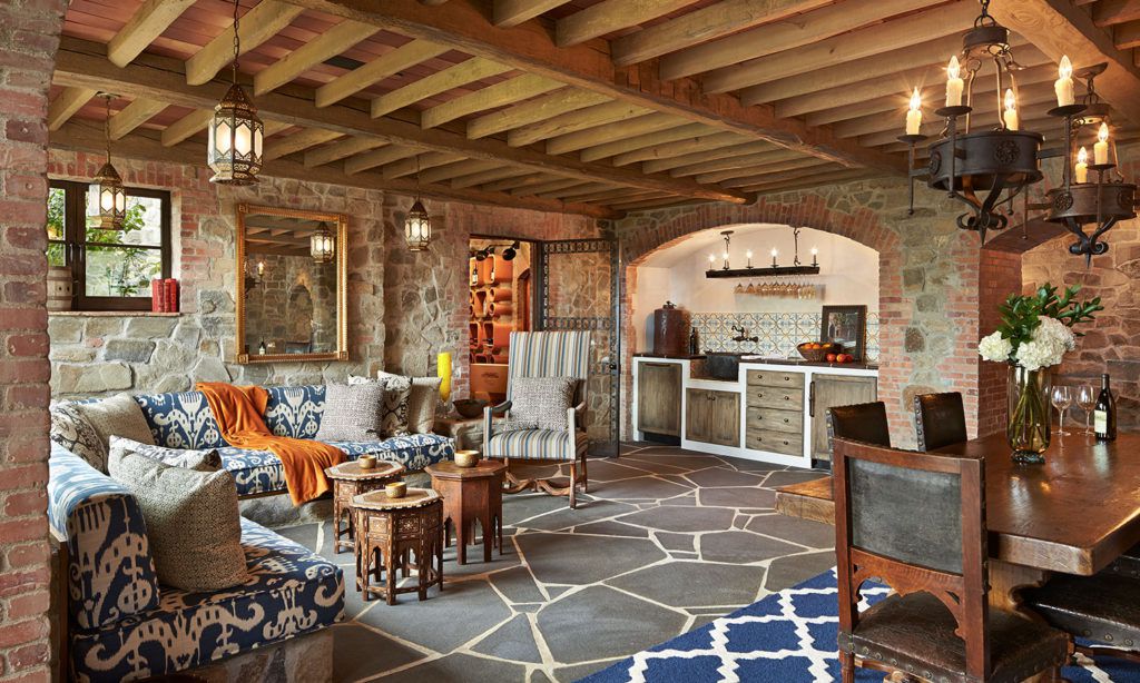 Exposed beams add rustic beauty to Tuscan style architecture.