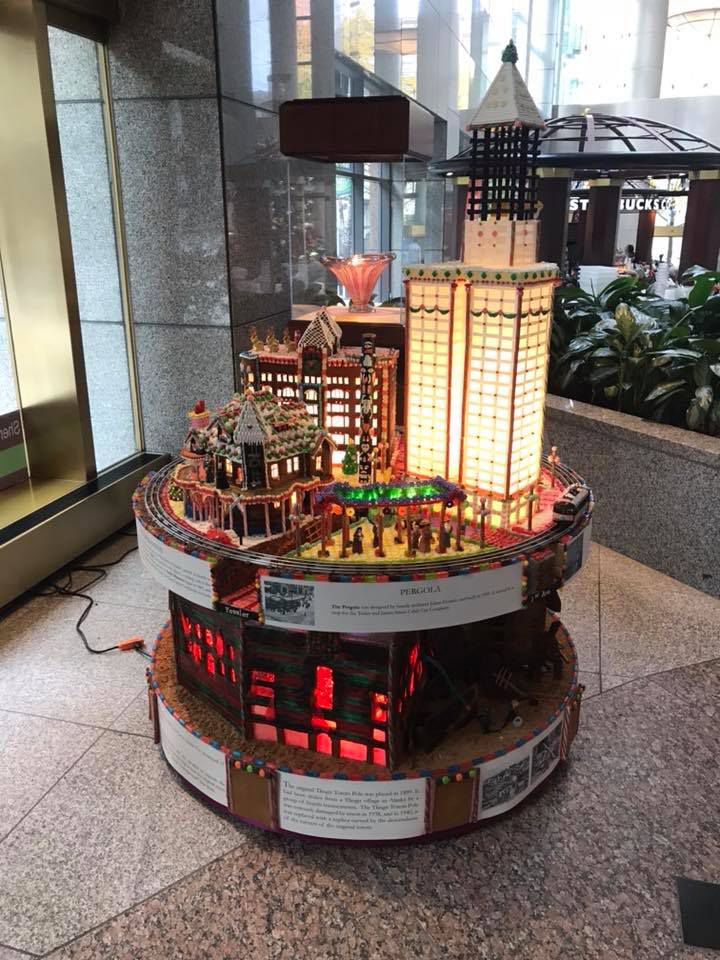 Seattle architecture modeled with gingerbread for the JDRF Gingerbread Village.