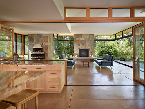 Folding glass doors let in the fresh air of Pacific Northwest summers